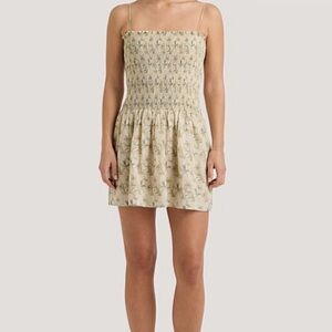 NWT FAITHFULL THE BRAND GERIBA MINI LINEN DRESS Daffodil Cream 4